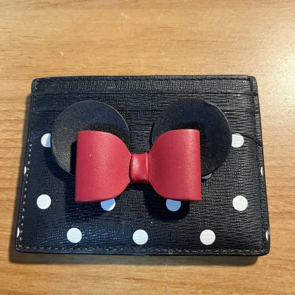 Disney X Kate Spade New York Womens Multicolor Minnie Mouse Card Holder Wallet